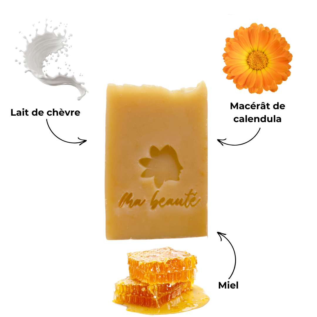 Savon « Laurette » Miel et lait de chèvre- visage et corps- fabriqué à la main
