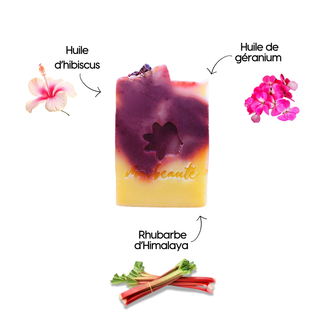 Savon « Camille » Hibiscus et Géranium- visage et corps- fabriqué à la main