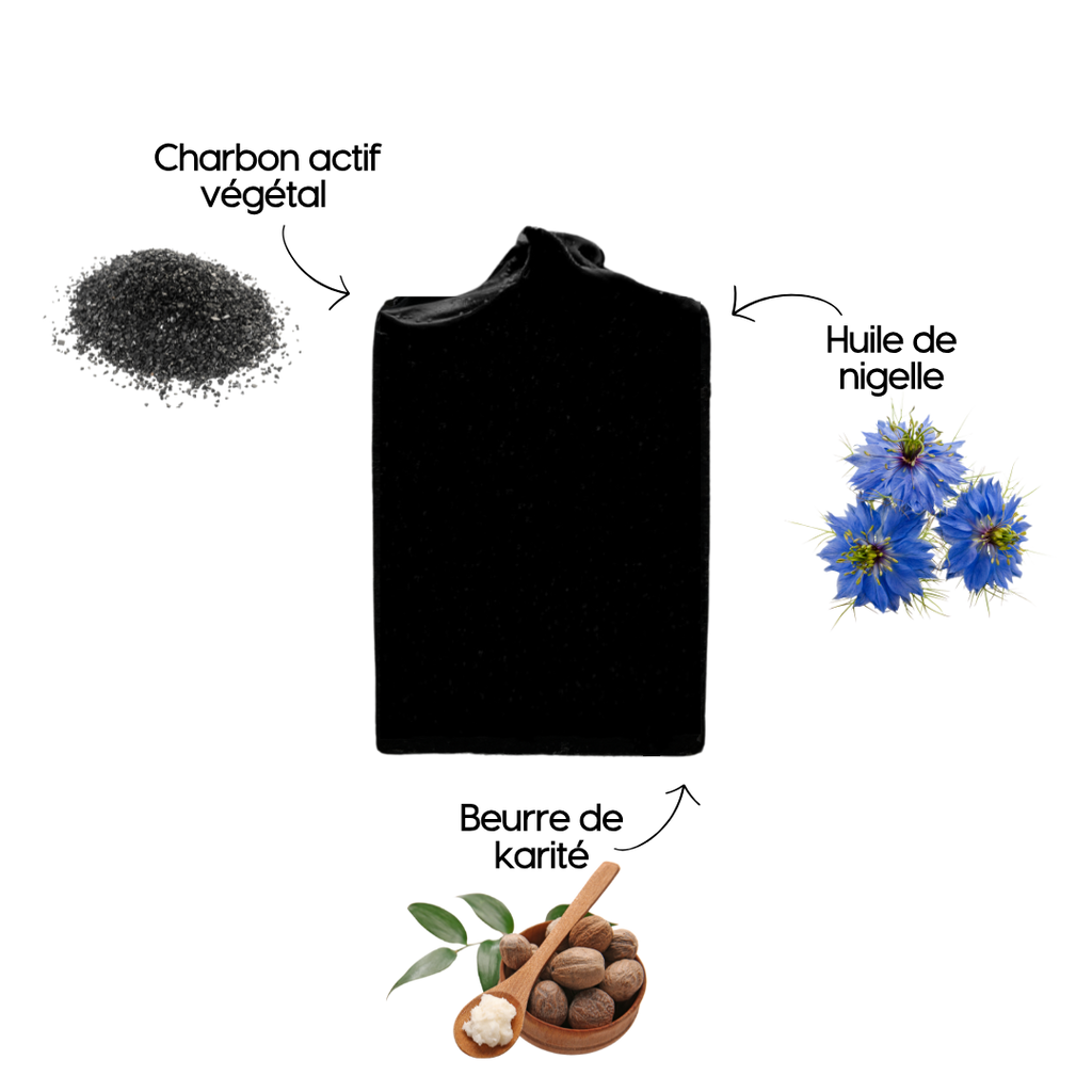Savon "Ch'porion" Nigelle et Charbon - visage et corps - fabriqué à la main