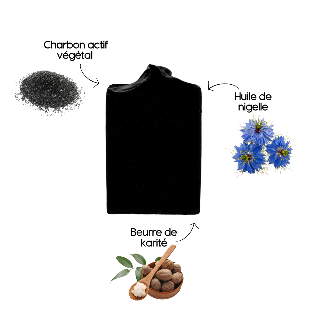 Savon "Ch'porion" Nigelle et Charbon - visage et corps - fabriqué à la main