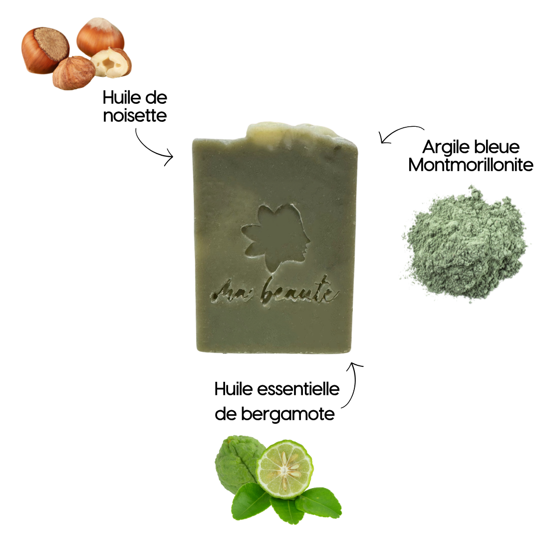 Savon « Mick » Noisette et argile verte - visage et corps- fabriqué à la main