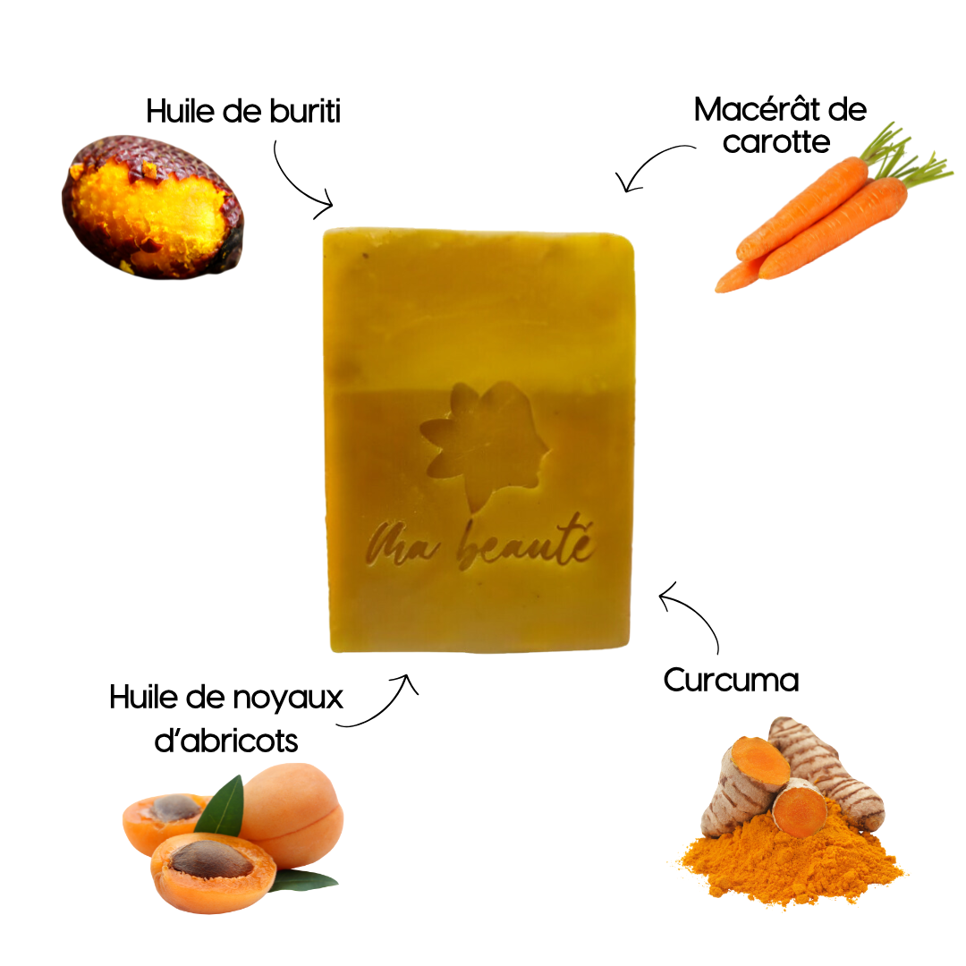 Savon « Chacha » Curcuma et Carotte- visage et corps- fabriqué à la main