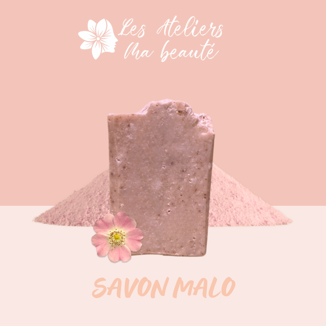 Savon"Malo" Rose Musquée et Sel Rose- visage et corps- fabriqué à la main