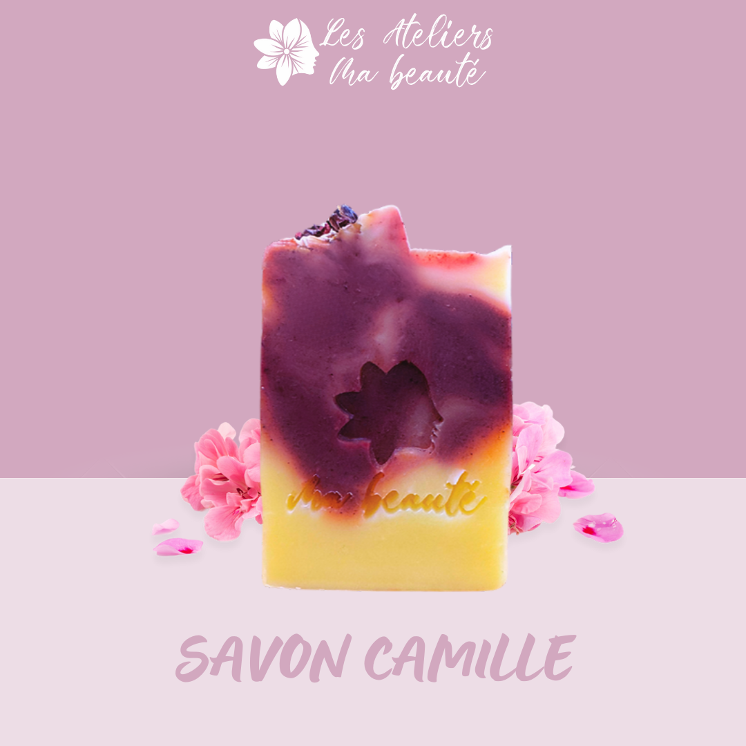 Savon « Camille » Hibiscus et Géranium- visage et corps- fabriqué à la main